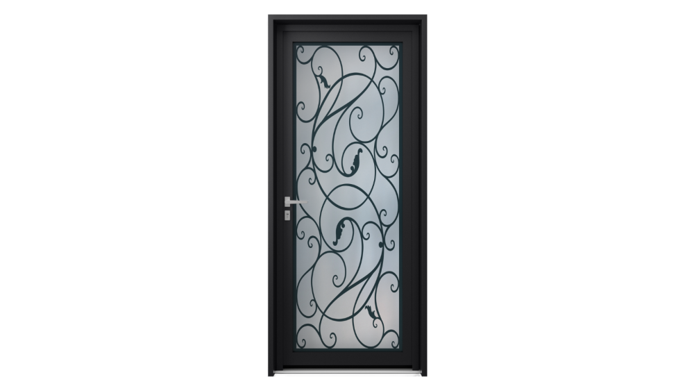 Porte d'entrée parclosé gamme lumière ERATO Porte d'entrée vitrée avec décor sinueux sur toute la porte